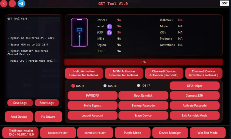 GST Tool desktop — Open Menu related workflows