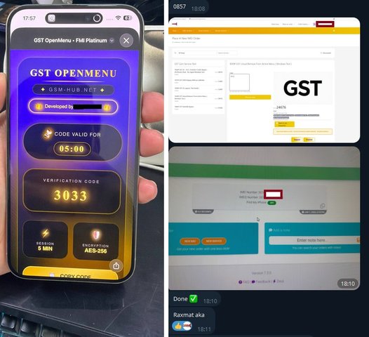 GST Open Menu FMI Platinum verification code session